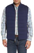 Men's Peter Millar Quilted Wool & Cotton Full Zip Vest, Size - Blue