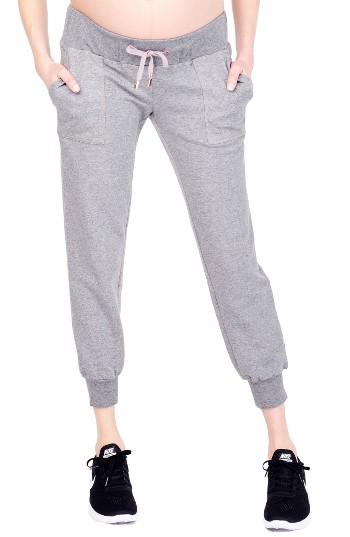 Women's Ingrid & Isabel Cozy Fleece Maternity Jogger Pants - Grey