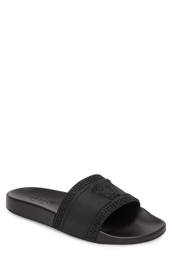 Men's Versace Palazzo Medusa Slide Sandal Us / 41eu - Black