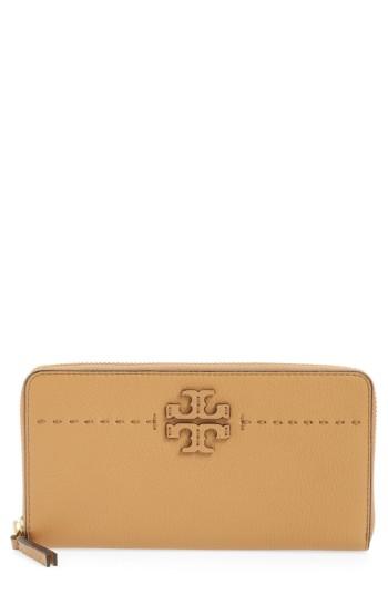 Women's Tory Burch Mcgraw Leather Continental Zip Wallet - Red