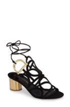 Women's Salvatore Ferragamo Strappy Block Heel Sandal .5 B - Black