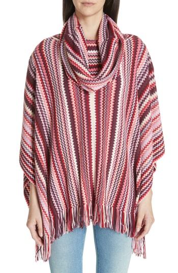 Women's Missoni Zigzag Cowl Neck Poncho, Size - Pink