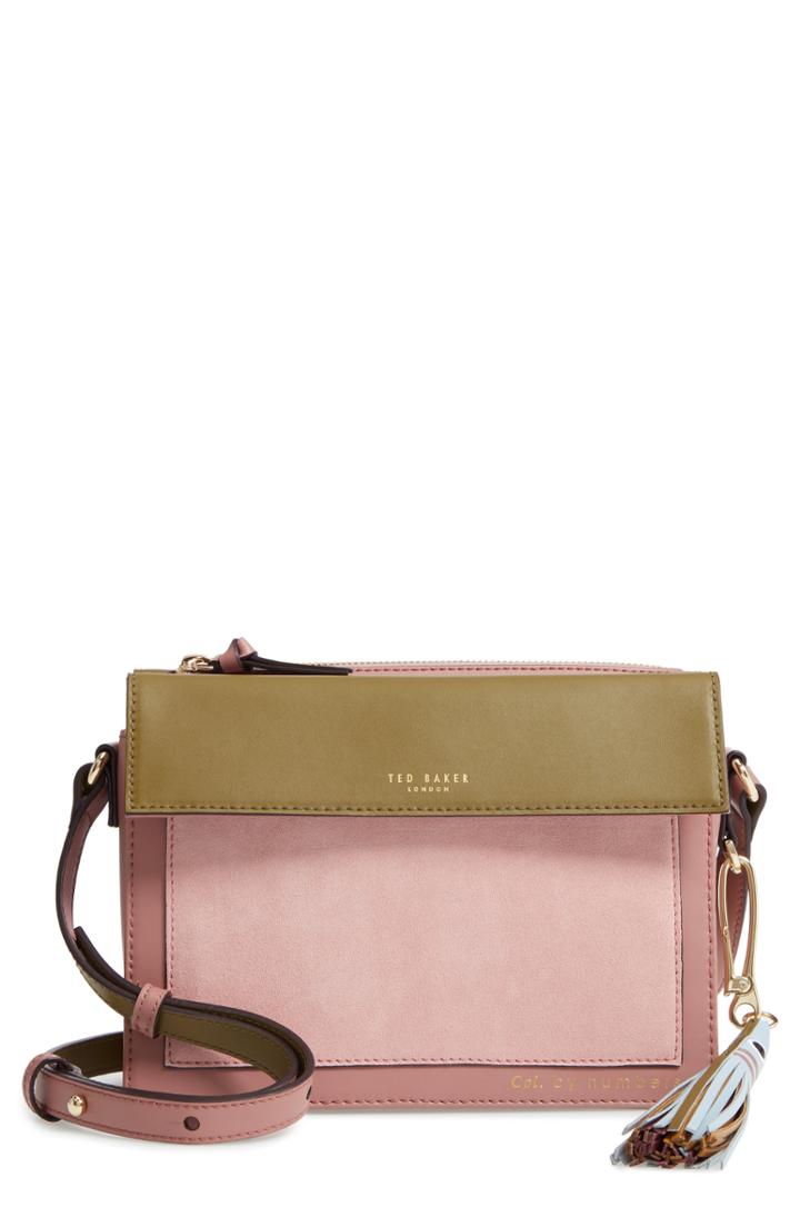 Ted Baker London Colour By Numbers Glacial Leather Crossbody Bag - Pink