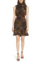 Women's Saloni Fleur Devore Leopard Spot Minidress - Black