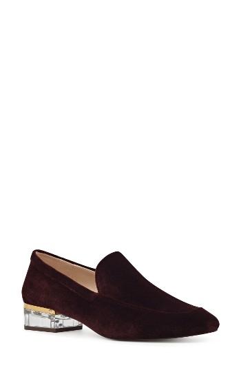 Women's Nine West Umissit Clear Heel Loafer M - Burgundy