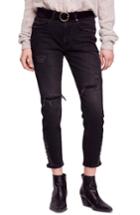 Women's Free People About A Girl Ripped High Waist Crop Skinny Jeans - Black