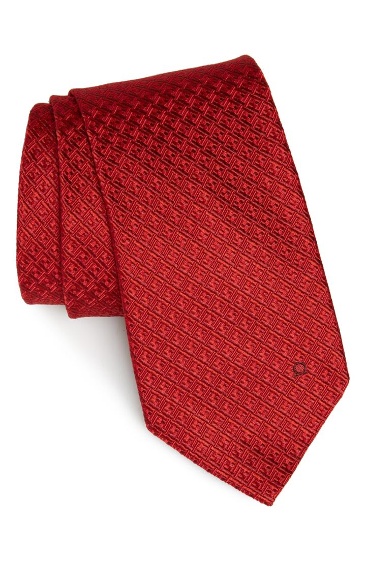 Men's Salvatore Ferragamo Fano Jacquard Silk Tie, Size - Red