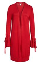 Women's Halogen Lightweight Tie Sleeve Cardigan - Red