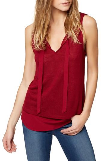 Petite Women's Sanctuary Emma Tie Neck Top, Size P - Red