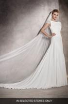 Women's Pronovias Ana Embellished Cap Sleeve A-line Gown
