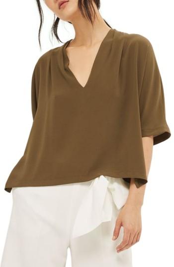 Women's Topshop Side Tie Top Us (fits Like 6-8) - Green