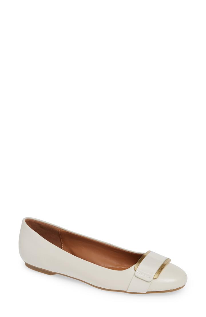 Women's Calvin Klein Oneta Ballet Flat .5 M - White