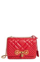 Versace Icon Medium Quilted Leather Shoulder Bag - Red