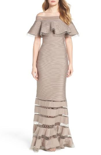 Women's Tadashi Shoji Jersey Gown - Beige