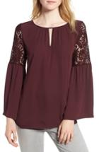 Women's Chelsea28 Lace Bell Sleeve Top, Size - Burgundy