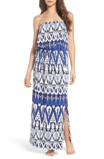 Women's Tommy Bahama Pineapple Ikat Cover-up Bandeau Maxi Dress - Blue