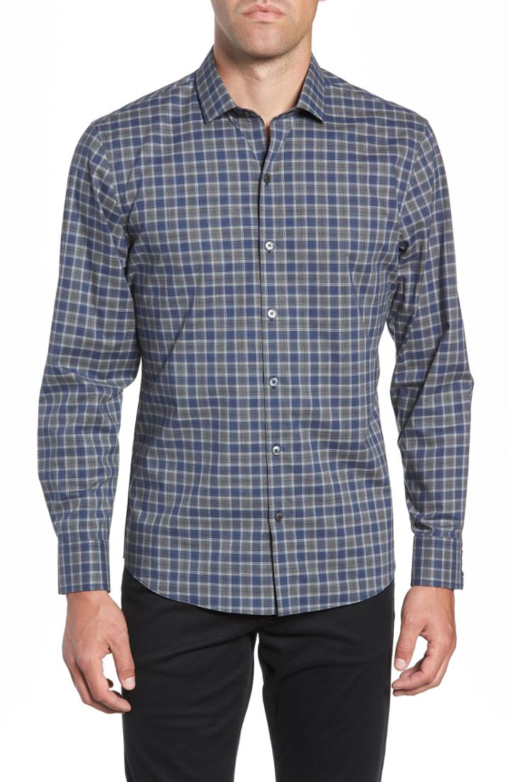 Men's Zachary Prell Giunta Check Sport Shirt, Size - Blue