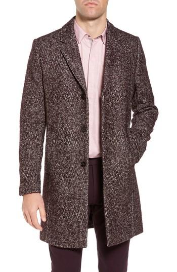 Men's Ted Baker London Boucle Herringbone Topcoat (l) - Red