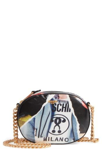 Moschino Editorial Print Coated Canvas Shoulder Bag - None