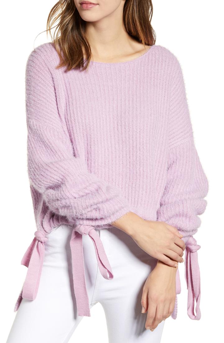 Women's J.o.a. Drawstring Hem Sweater - Purple