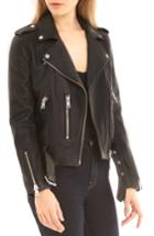 Women's Bagatelle Leather Biker Jacket - Black