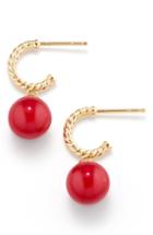 Women's David Yurman Solari Hoop Earrings With 18k Gold And Red Enamel