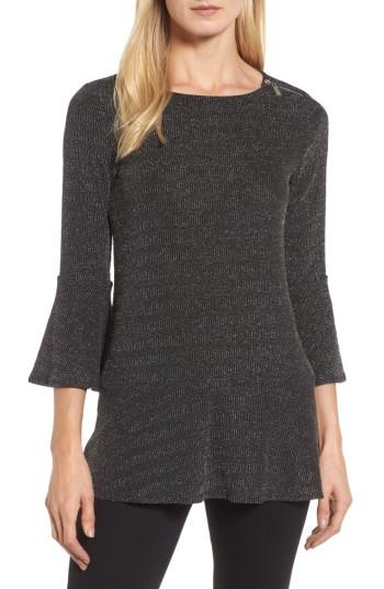 Women's Chaus Glitter Bell Sleeve Top - Metallic