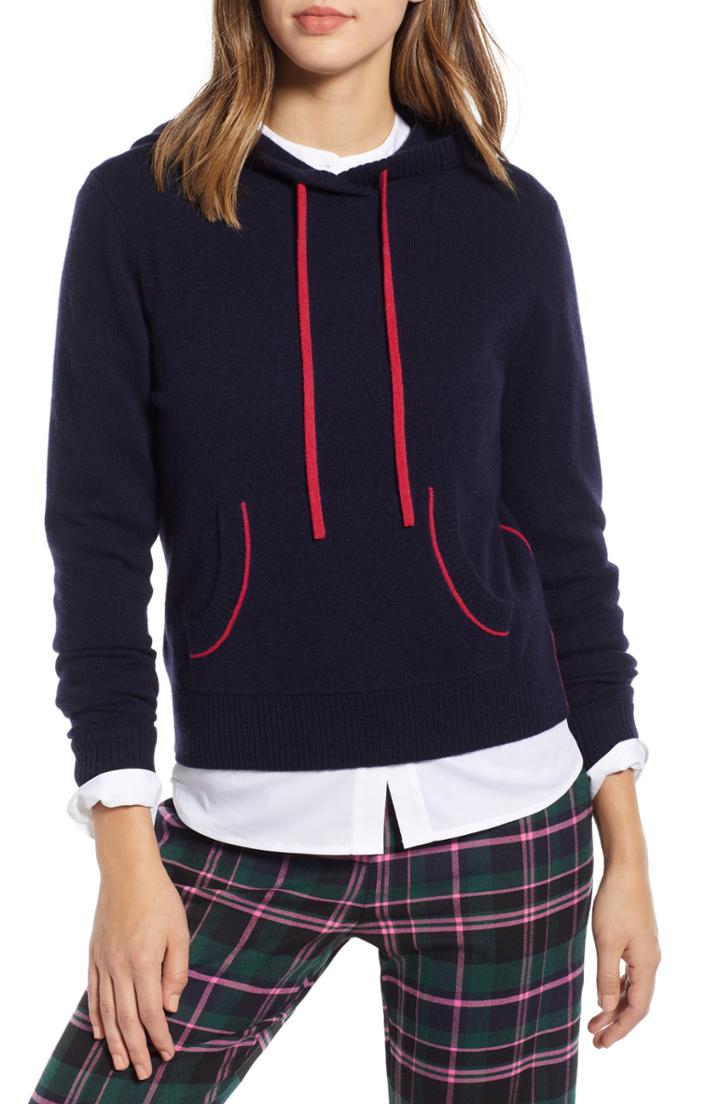 Women's 1901 Wool & Cashmere Hoodie, Size - Blue