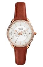 Women's Fossil Tailor Crystal Bezel Leather Strap Watch, 35mm