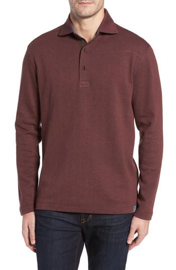 Men's Thaddeus Reiner Herringbone Long Sleeve Polo, Size - Red