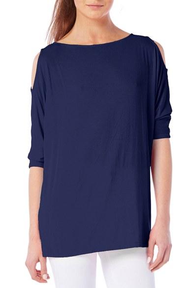 Women's Michael Stars Cold Shoulder Tee, Size - Blue