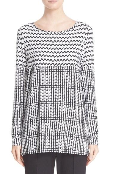 Women's St. John Collection Zigzag Print Tee