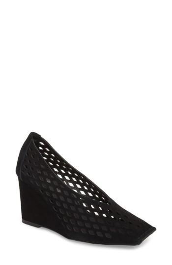 Women's Jeffrey Campbell Vanira Perforated Wedge M - Black
