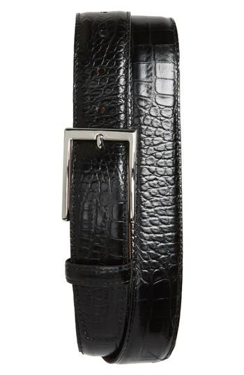 Men's Torino Belts Gator Grain Embossed Leather Belt - Black