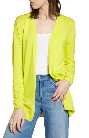 Women's Halogen Ruched Sleeve Cardigan - Green