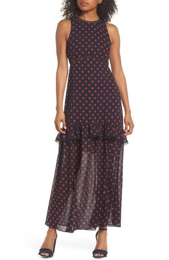 Women's Nsr Dot Ruffle Maxi Dress - Blue