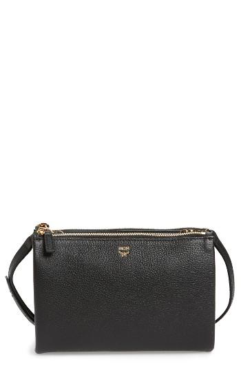 Mcm Milla Double Leather Crossbody Bag - Black