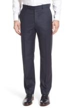 Men's Monte Rosso Flat Front Check Wool Trousers - Blue
