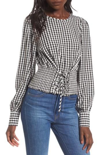 Women's Love, Fire Corset Waist Blouse - Black
