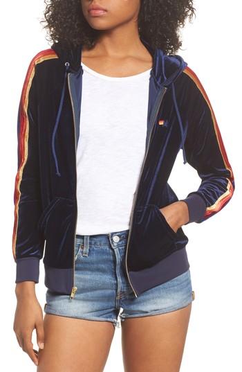 Women's Aviator Nation Classic Velvet Hoodie - Blue