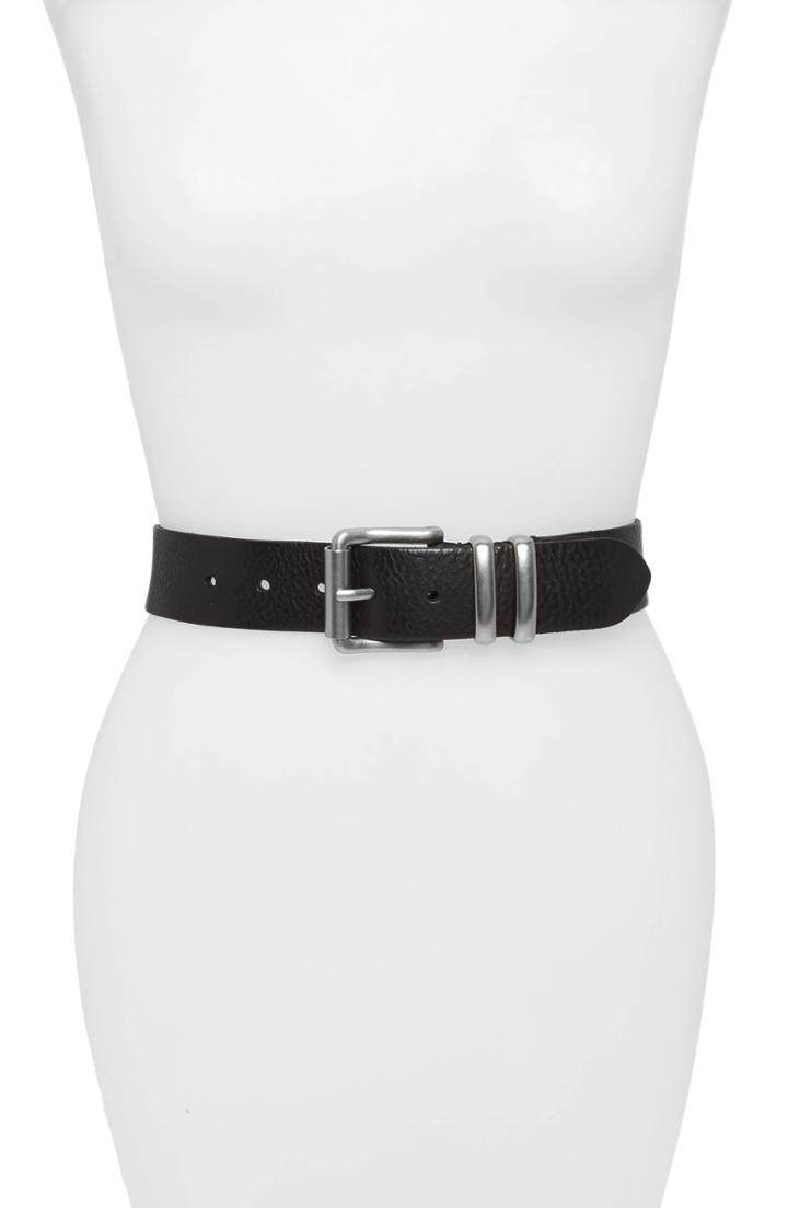 Women's Frye Double Keeper Leather Belt - Black