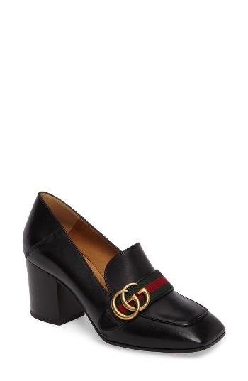 Women's Gucci Peyton Block Heel Pump .5us / 37.5eu - Black