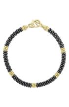 Women's Lagos Gold & Black Caviar Beaded Station Bracelet