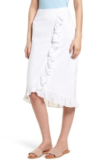 Women's Hinge Ruffle Wrap Style Skirt - White