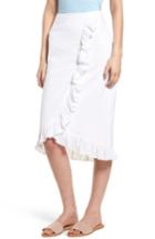 Women's Hinge Ruffle Wrap Style Skirt - White