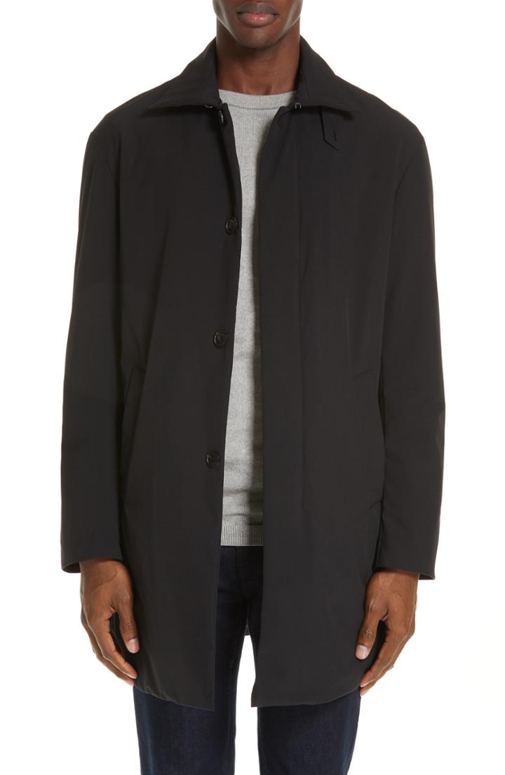 Men's Emporio Armani Trim Fit Stretch Topcoat Us / 54 Eu - Black