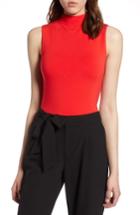 Women's Halogen Jersey Funnel Neck Top, Size P - Red