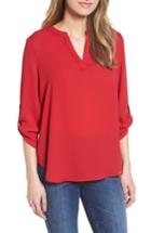 Women's Everleigh Roll-tab Sleeve Tunic - Red