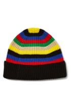 Men's Topman Rainbow Stripe Beanie - Black
