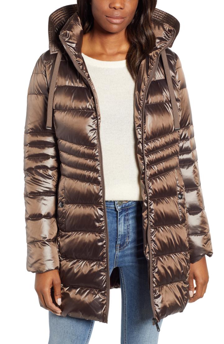 Women's Sam Edelman Hooded Down Coat - Metallic